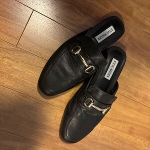 Steve Madden Black Mules with Silver Accent